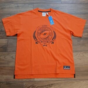 Adidas All Blacks Shirt Mens Small Orange Rugby Graphic Tee T-Shirt Cotton